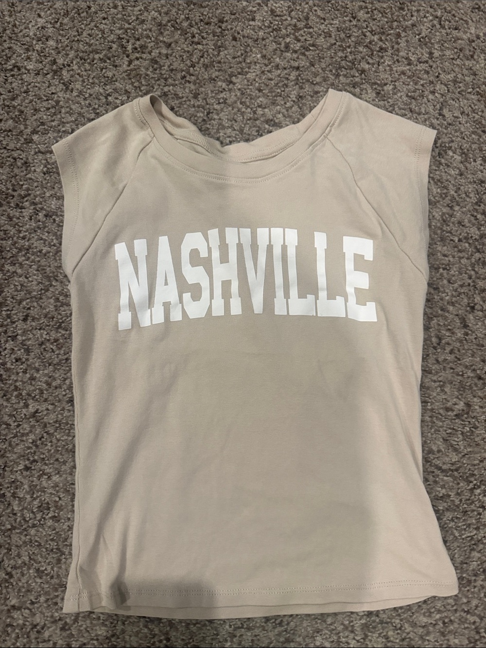 art class Beige Tank Top with White "NASHVILLE" Graphic